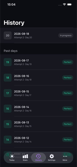 History screen